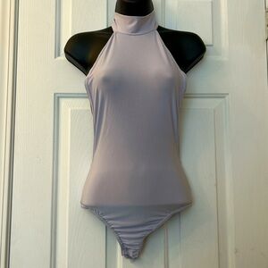 NWT PrettyLittleThing Light grey/gray halter Bodysuit